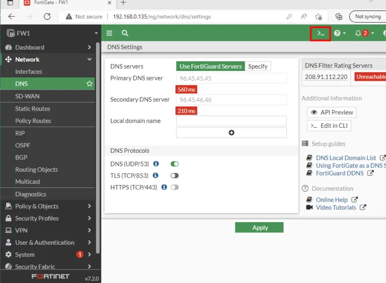 <strong>FortiGate VM Trial license not working</strong> 13 DNS