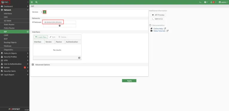 <strong>Step-by-Step Guide to Configuring RIP Routing on FortiGate</strong> 28 FW1 RIP Networks 1