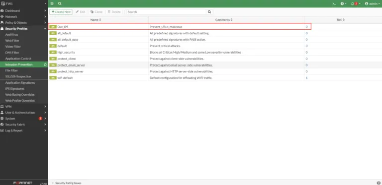 <strong>FortiGate Block Malicious URLs using IPS</strong> 22 IPS profile not associated.