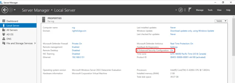 IE Enhanced Security Configuration