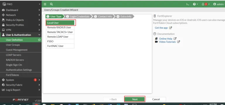 <strong>FortiGate Local User & Group Authentication</strong> 5 Create two local users03