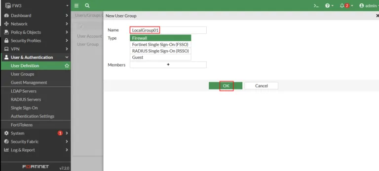 <strong>FortiGate Local User & Group Authentication</strong> 8 Create two local users06