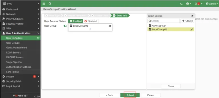 <strong>FortiGate Local User & Group Authentication</strong> 9 Create two local users08